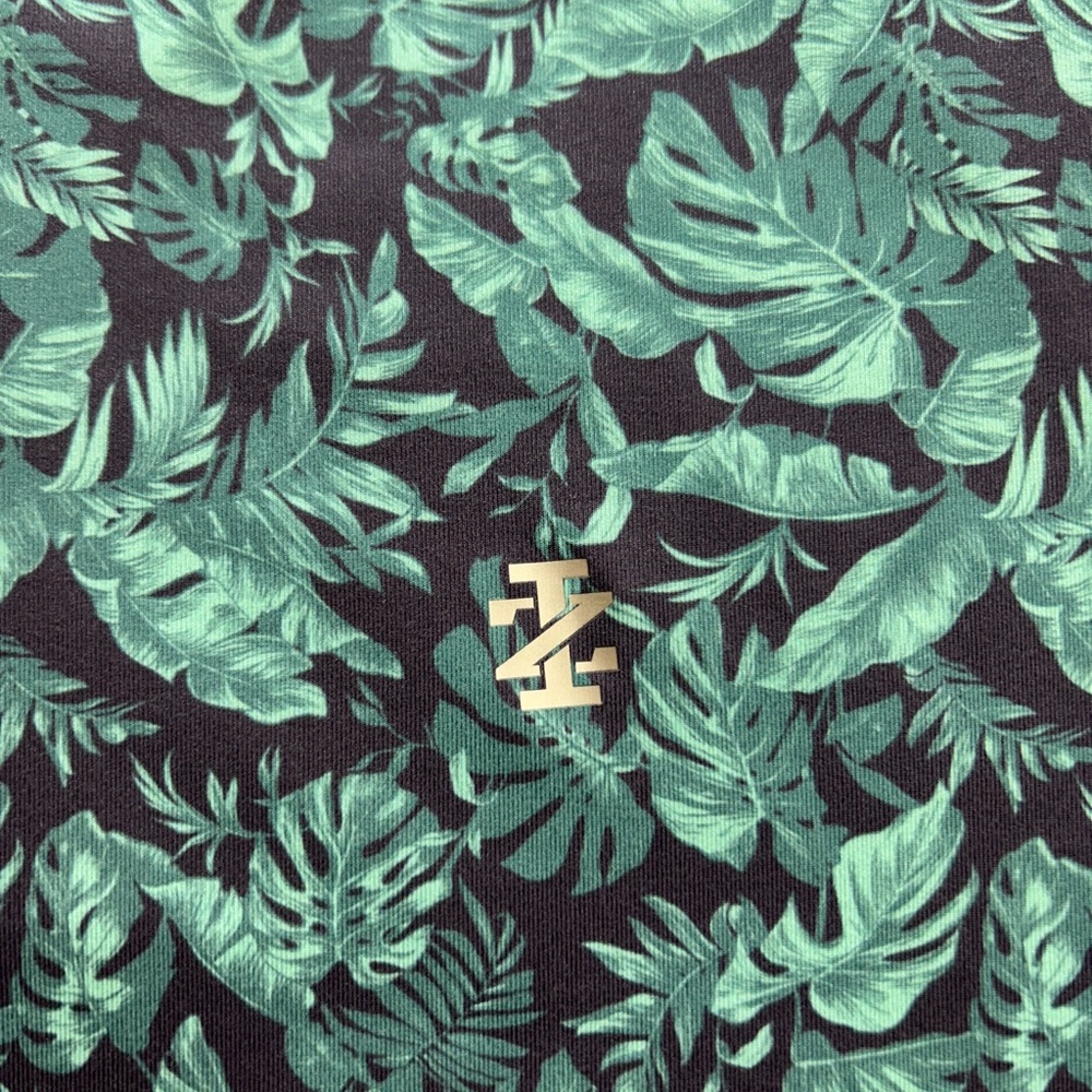 Izod Teal‎ Tropical Leaf Print Golf Polo, 2XLT for Big Men - Picture 4 of 7